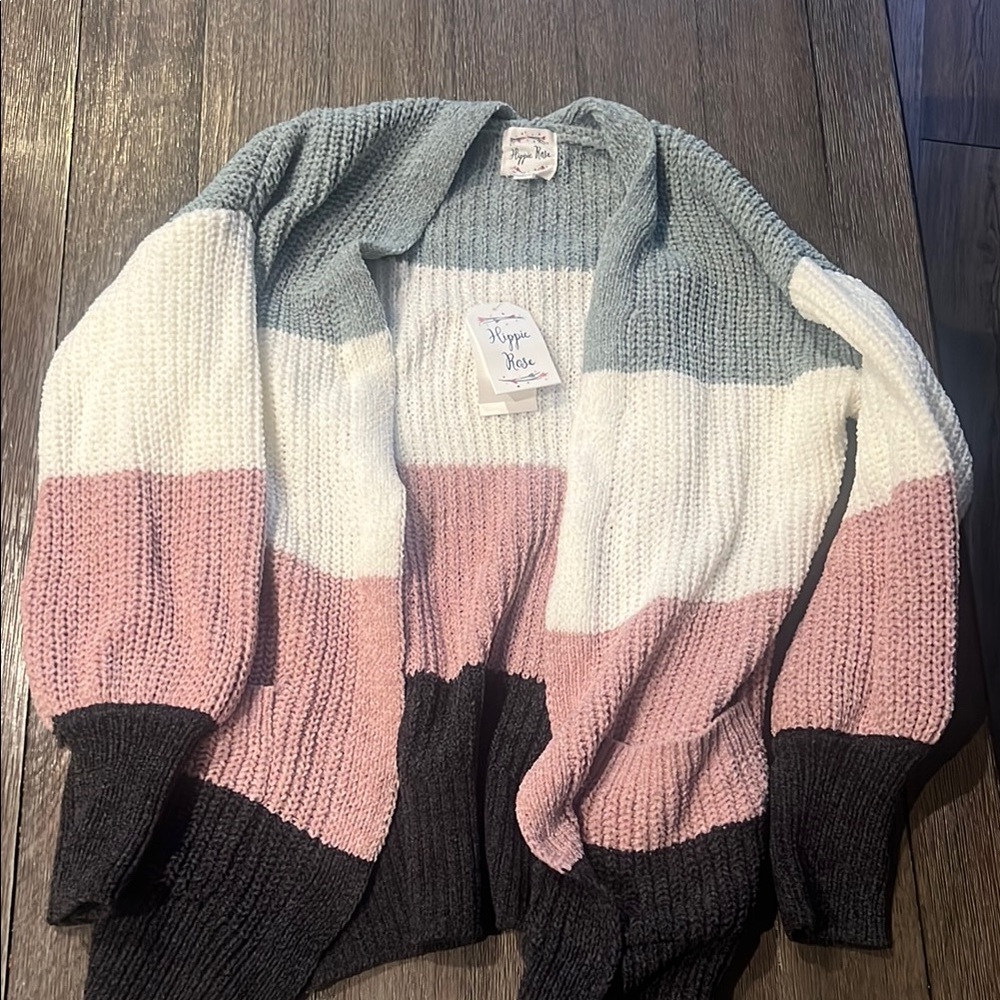 Hippie Rose Sage Lilac Combo Striped Cardigan